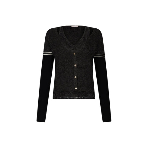 Liu Jo Cardigan Cardigan Donna lurex dettaglio pizzo S - Francavilla Moda